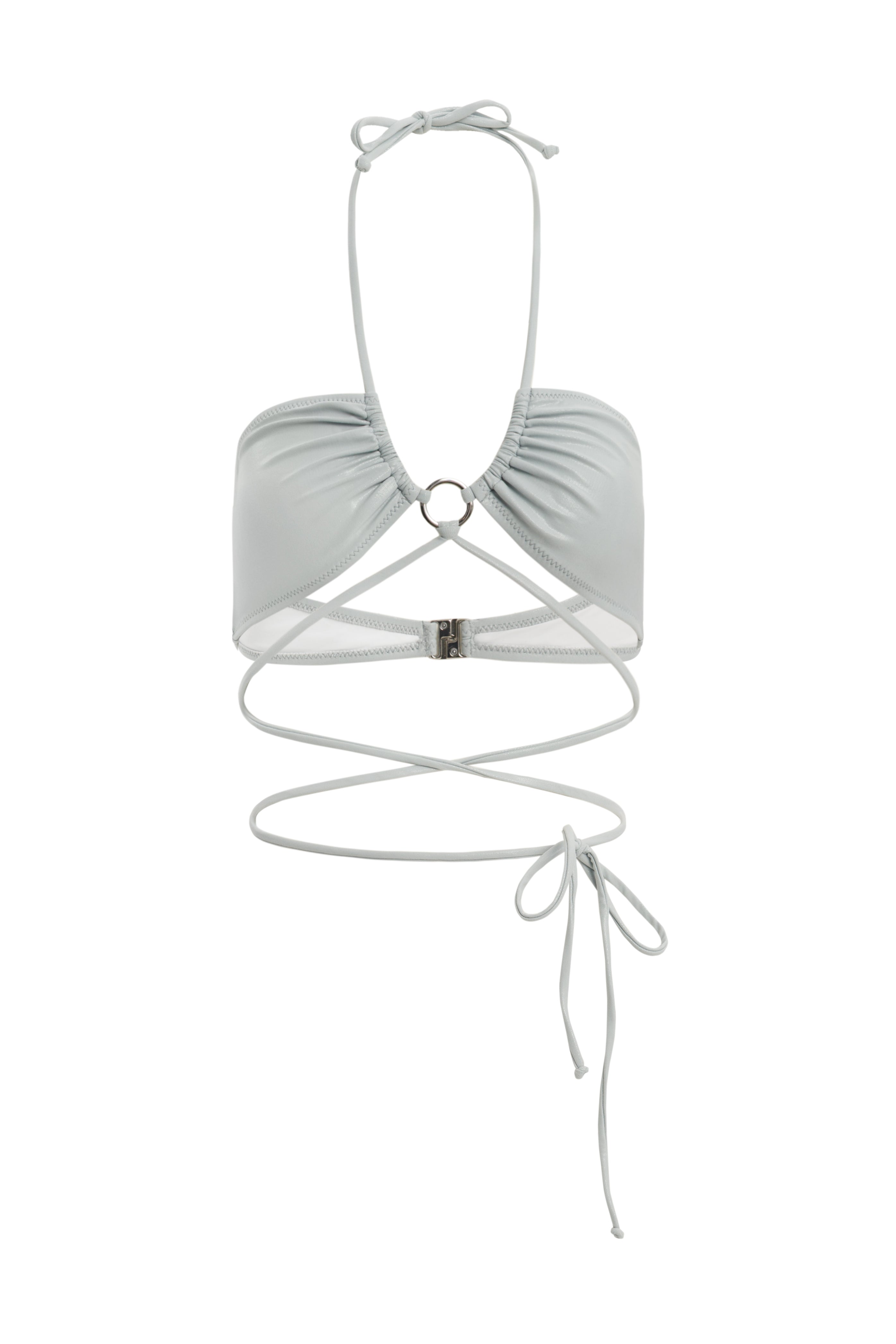 Ring Halter Bikini Top - Moonstone Gray Shimmer