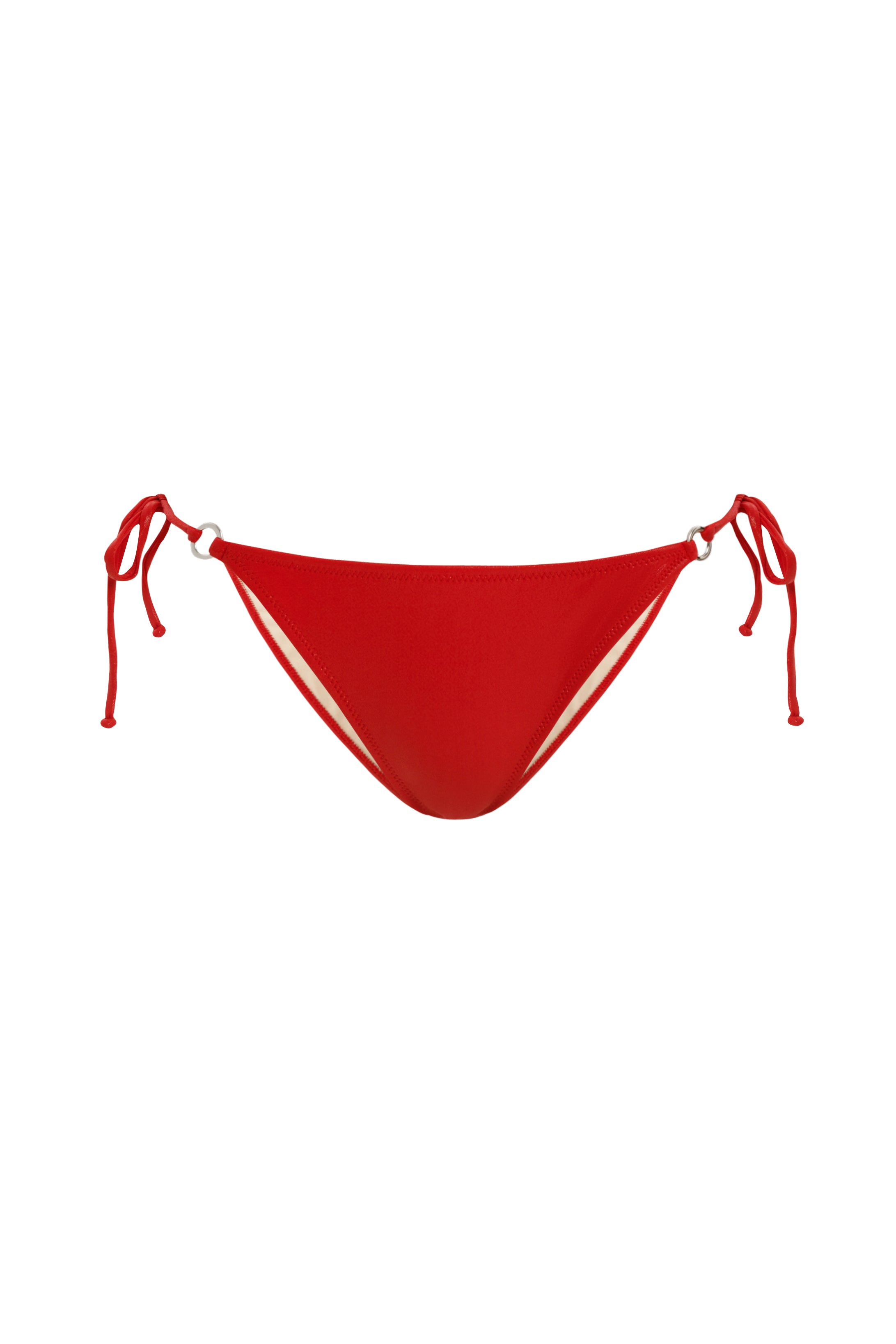 Ring Tie Bikini Bottom - Coral Red Shimmer