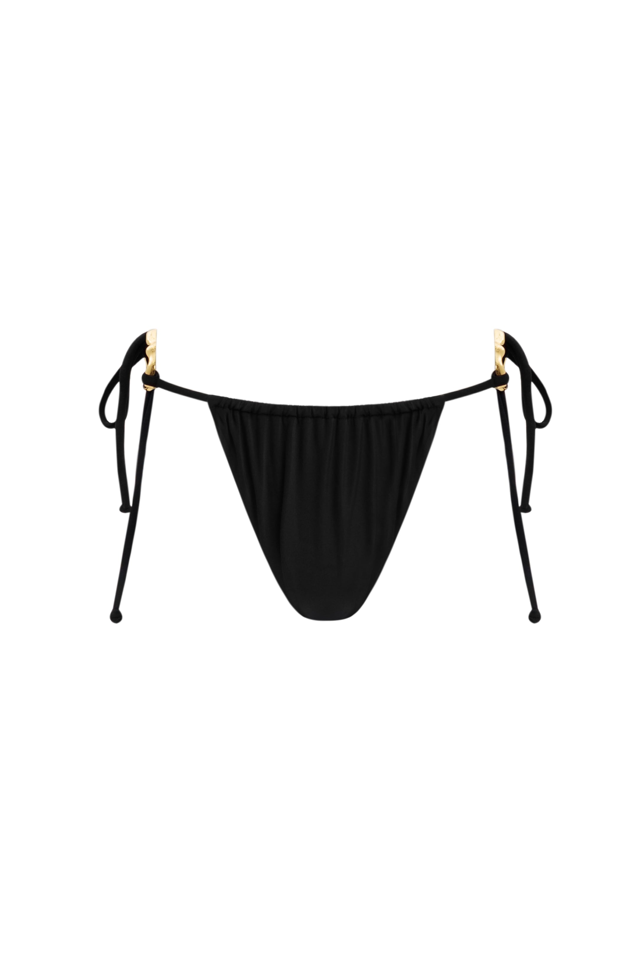 Ring Tie-Side Bikini Bottom  - Midnight Black