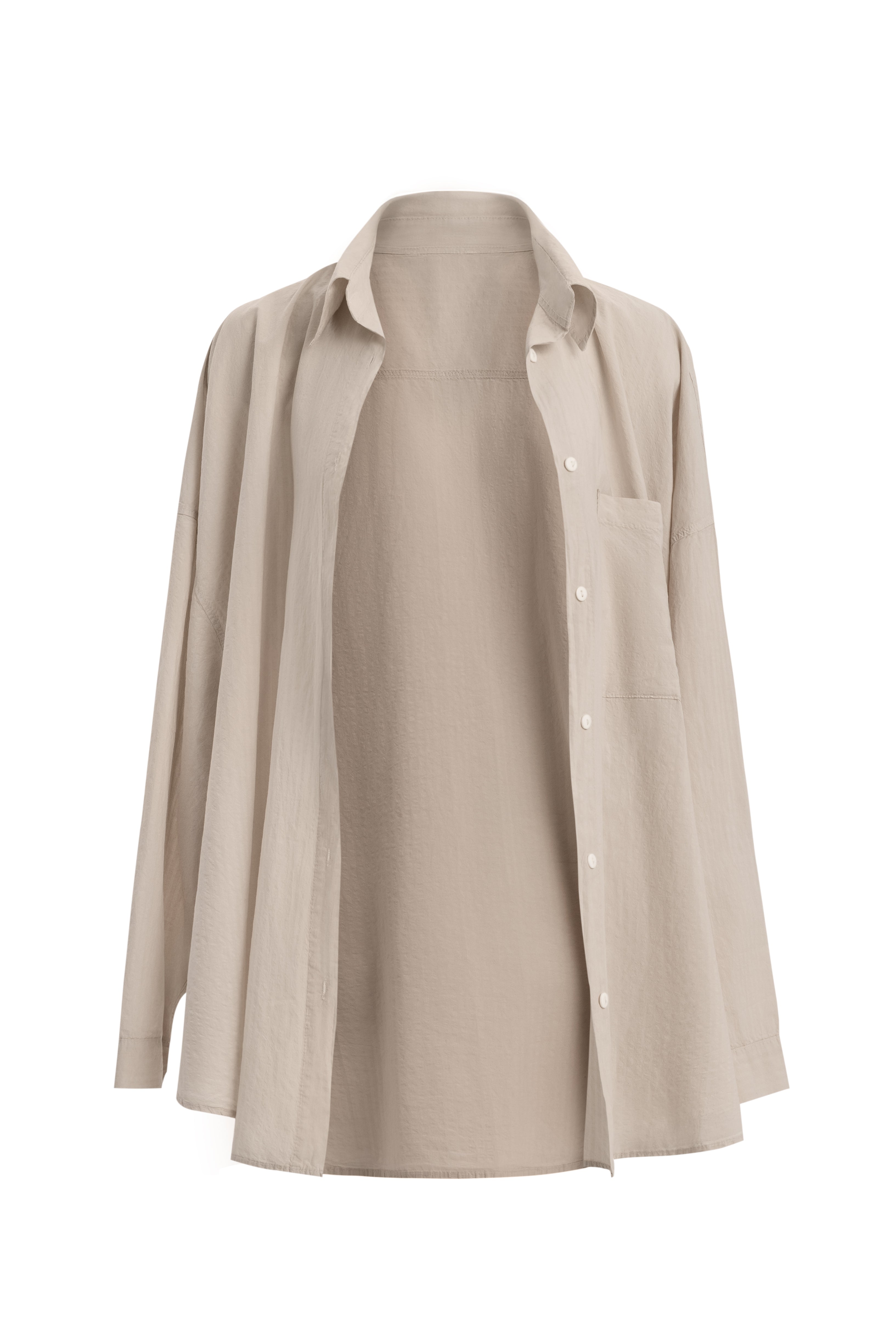 Textured Oversized Shirt - Classic Beige