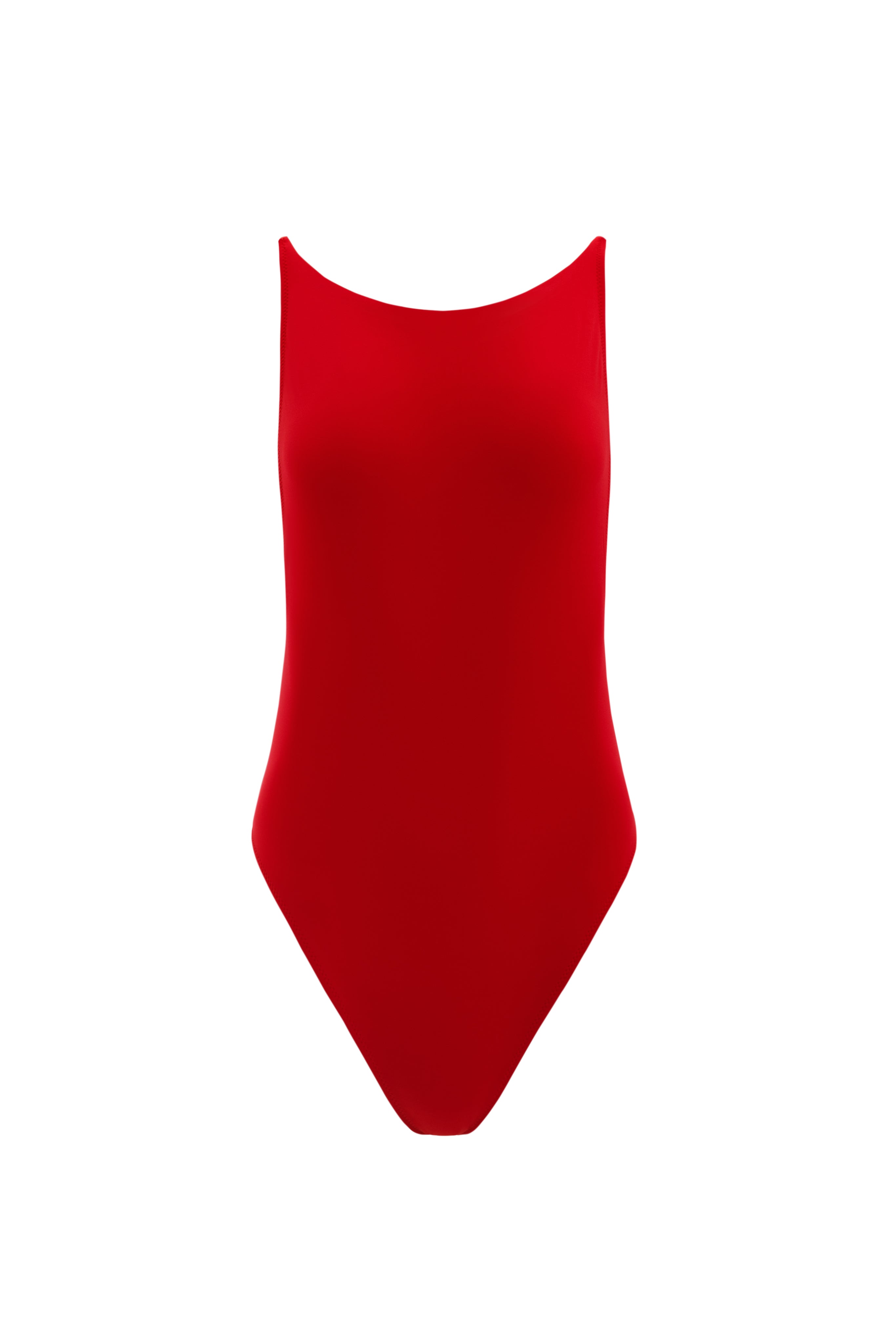 PRL women red one piece swimsuit product image, elegant minimalist one piece swimwear for beach vacation and luxury resort wear