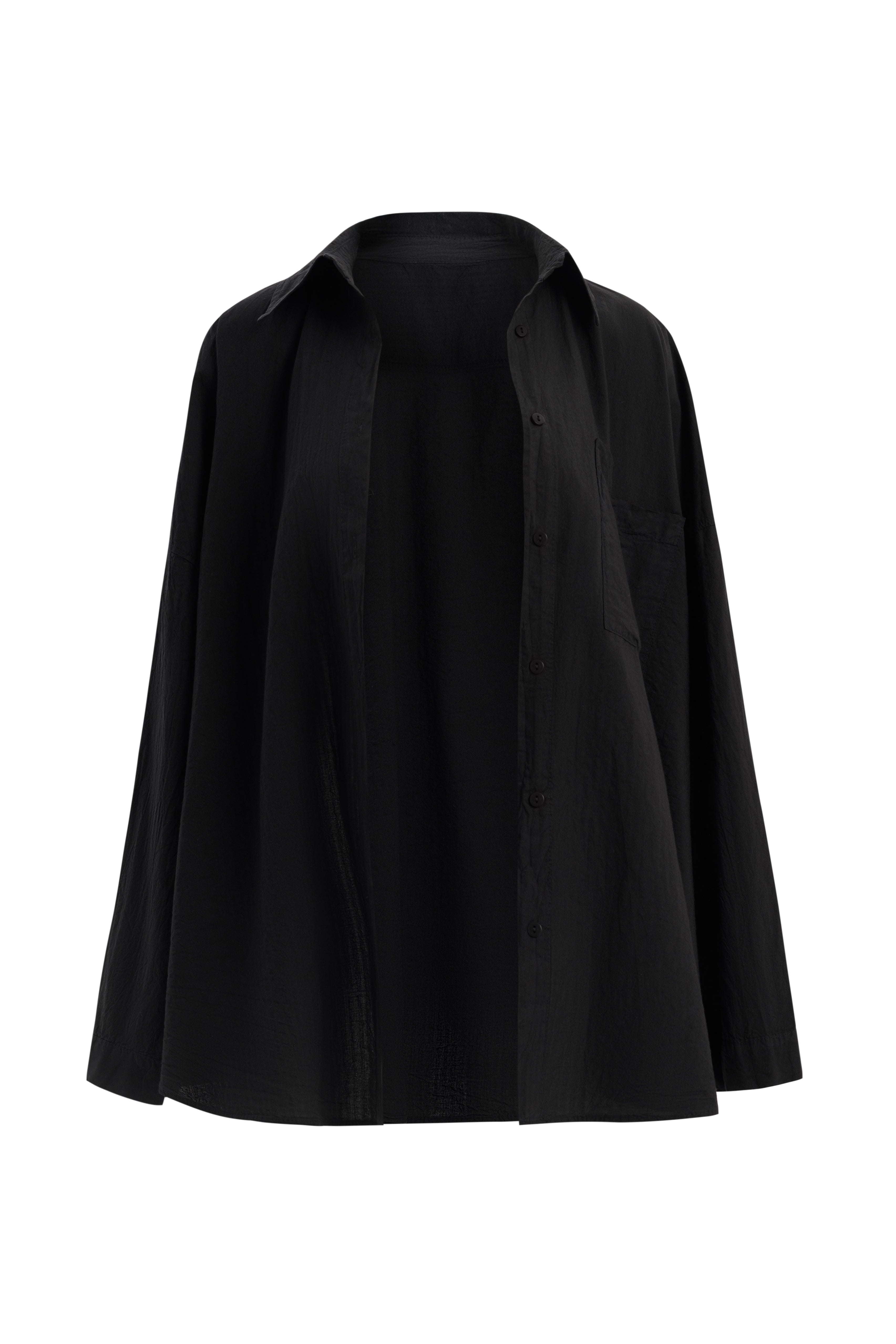 PRL women black oversized resort shirt lightweight relaxed summer beach cover up