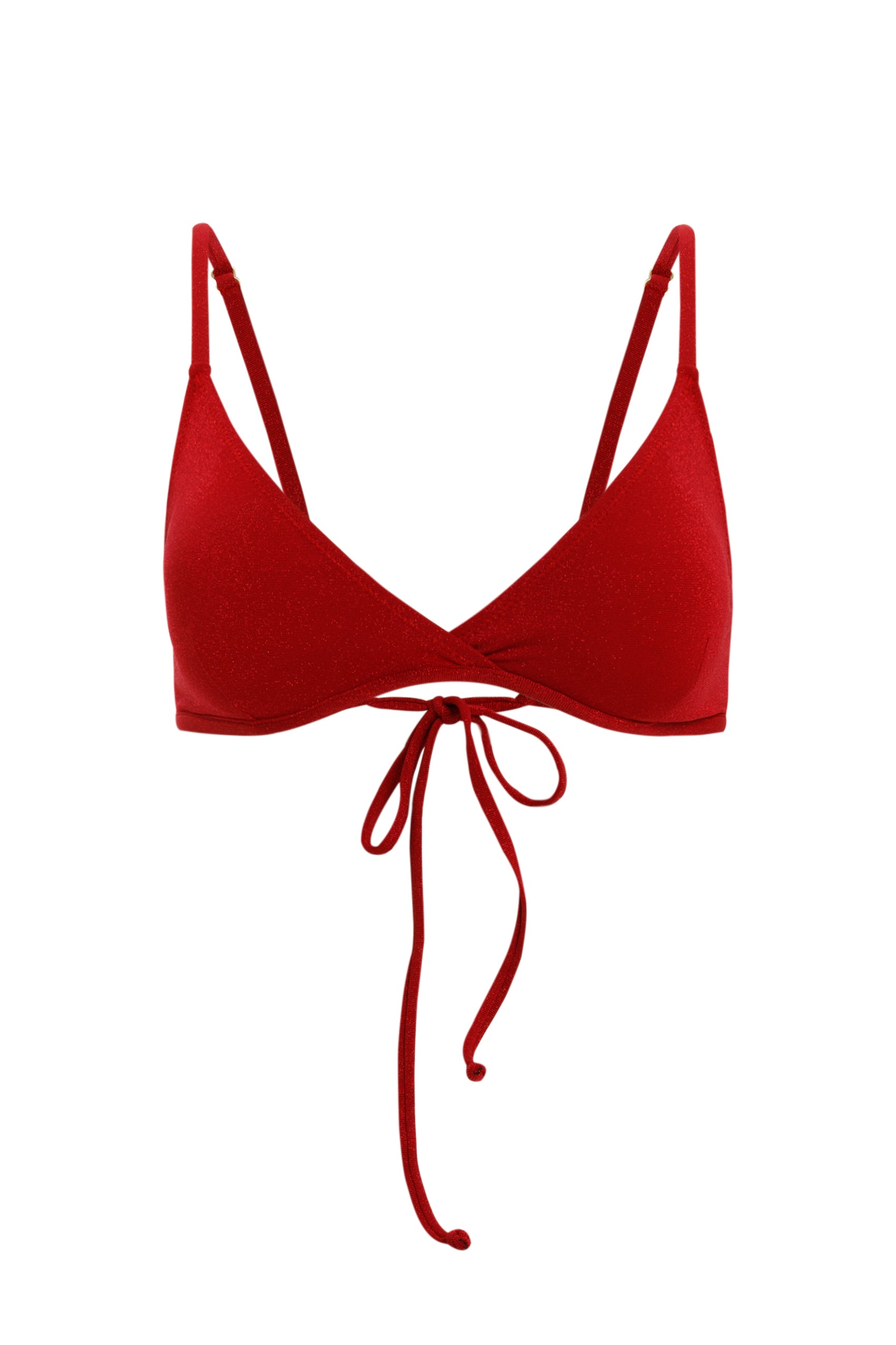 PRL women red lurex bralette bikini top shimmer fabric swimwear product view