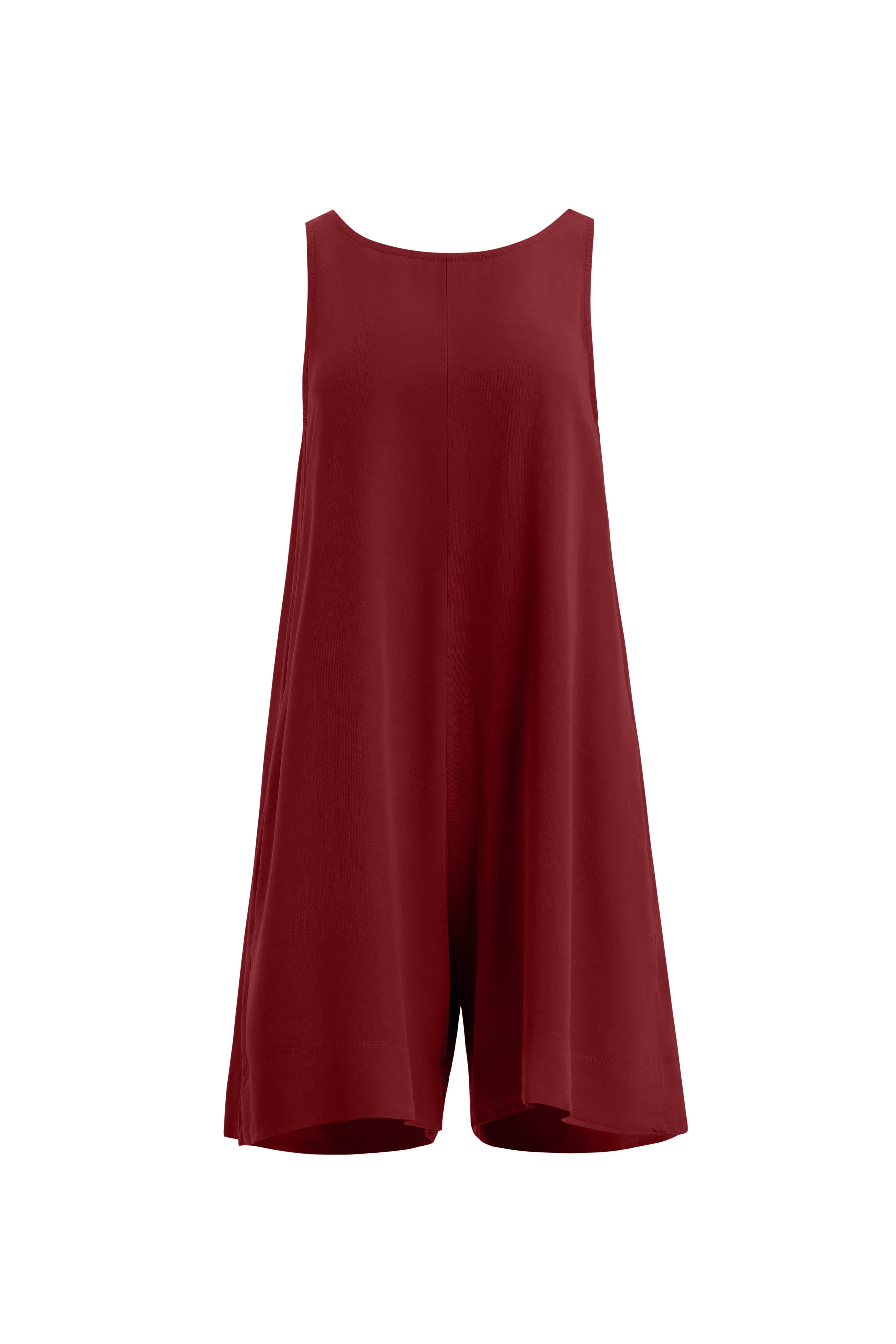 PRL women red open back romper with pockets relaxed summer resort wear