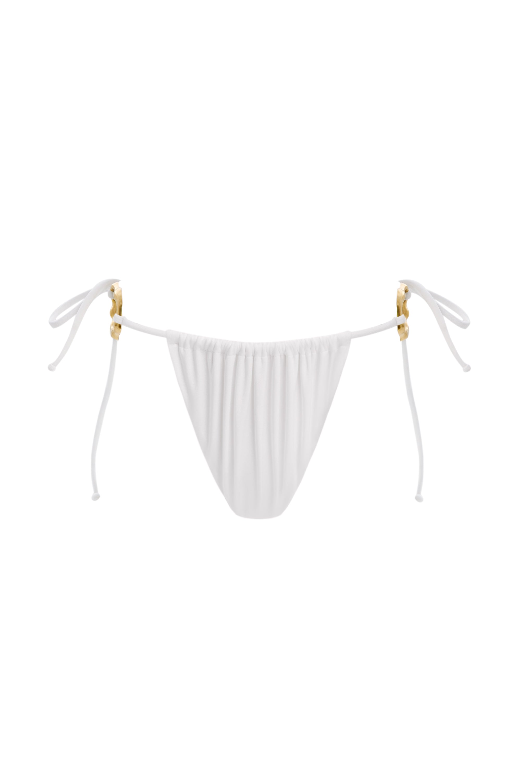 PRL women white tie side bikini bottom with gold ring detail resort swimwear